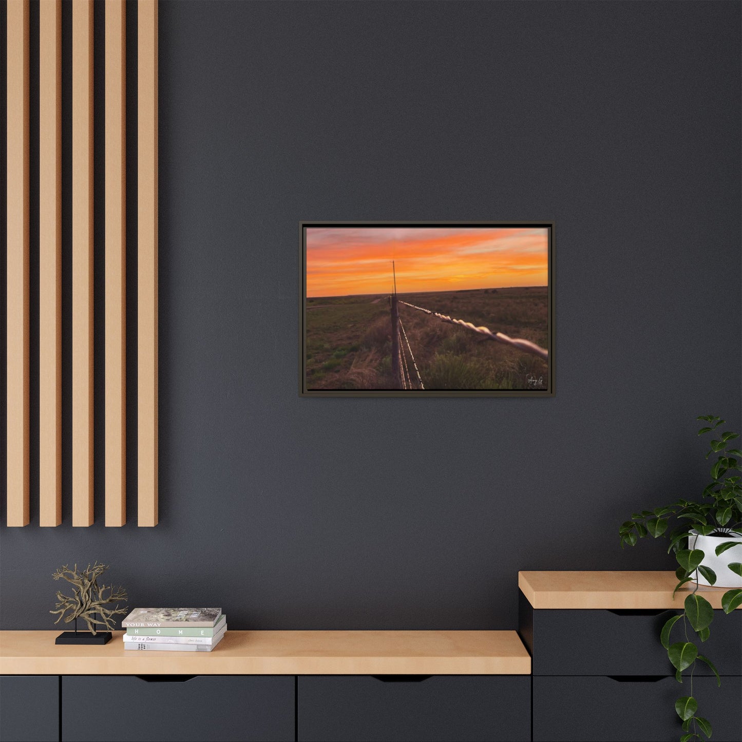 Barbed wire fence, Gallery Canvas Wraps, Vertical Frame