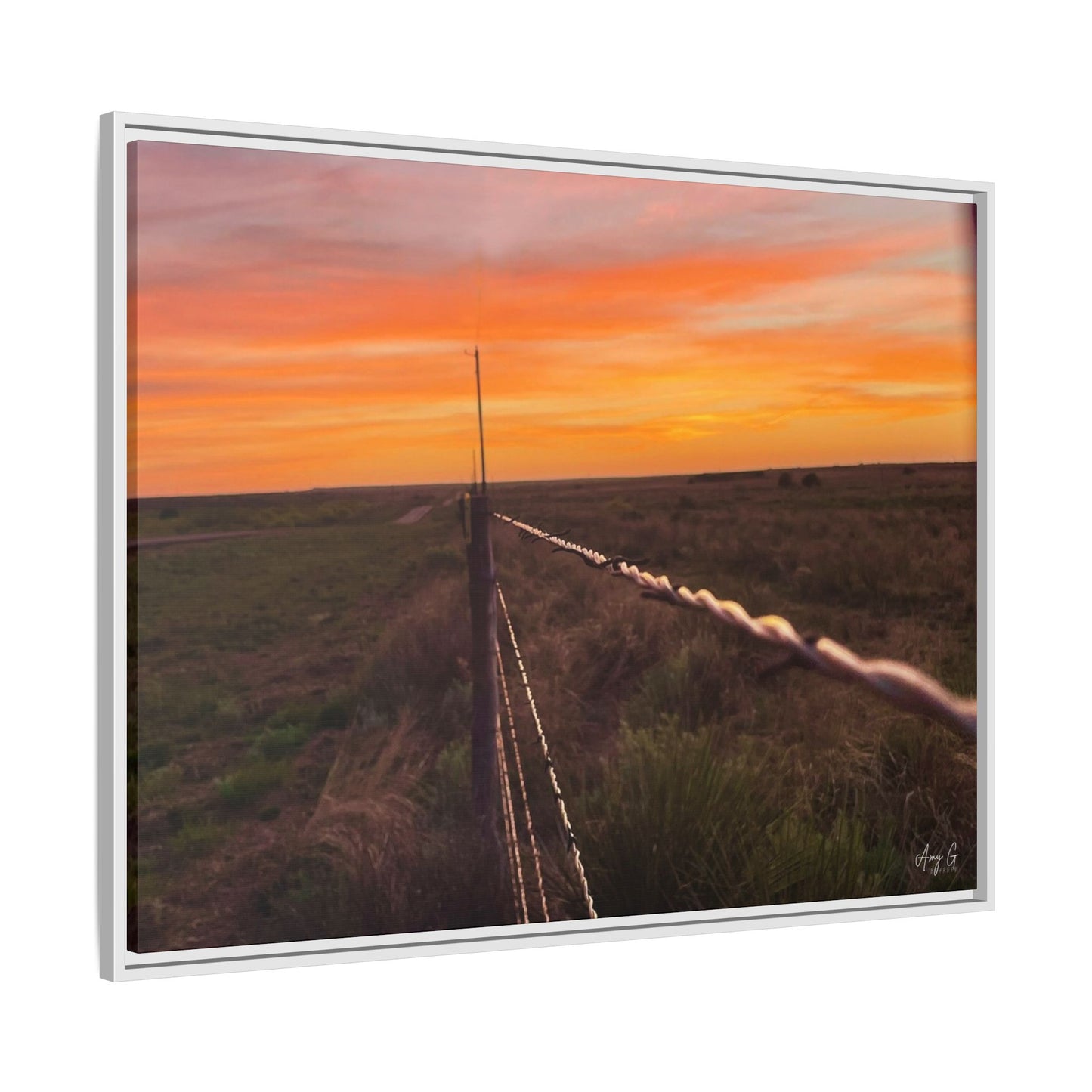 Barbed wire fence, Gallery Canvas Wraps, Vertical Frame