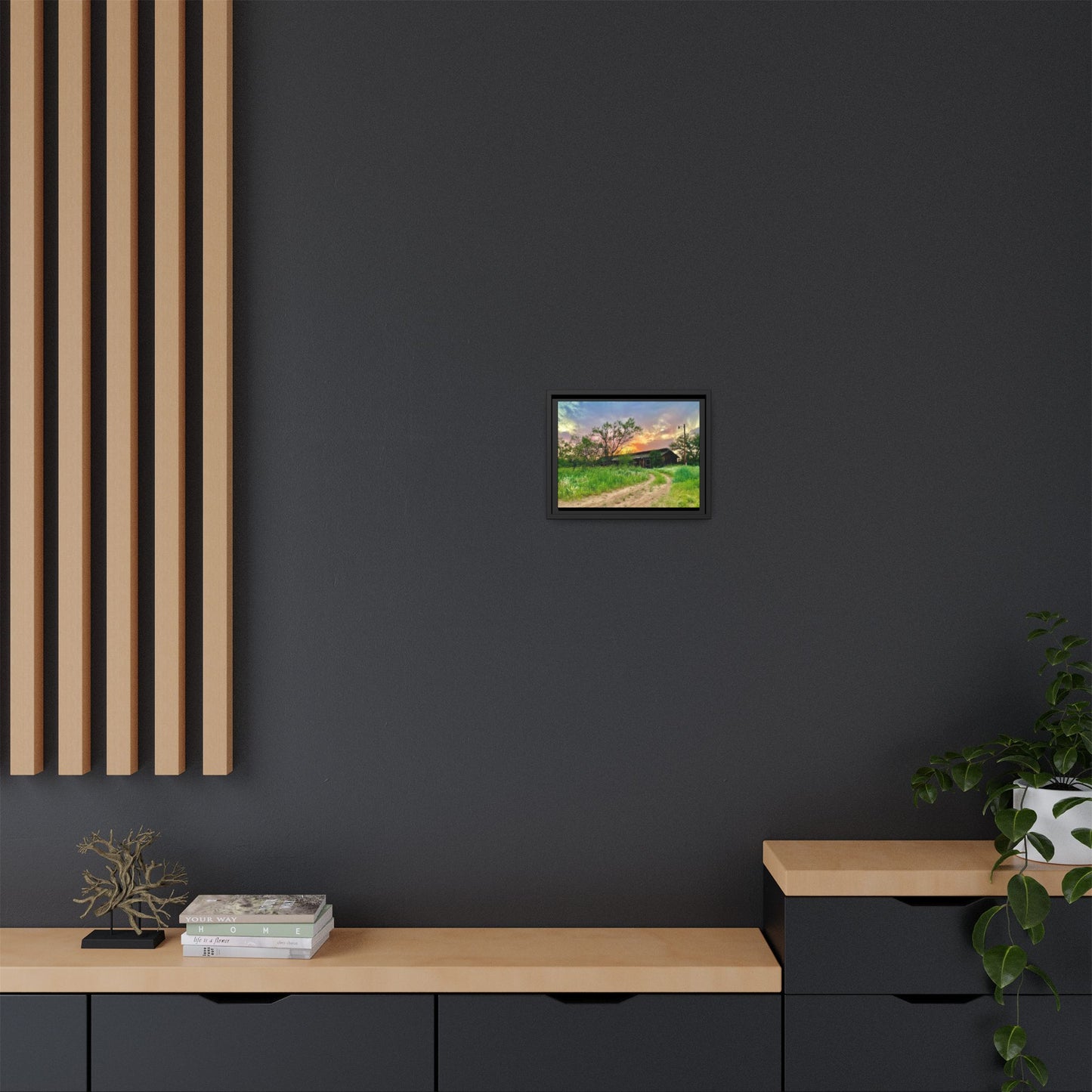 Horse stable, vibrant canvas