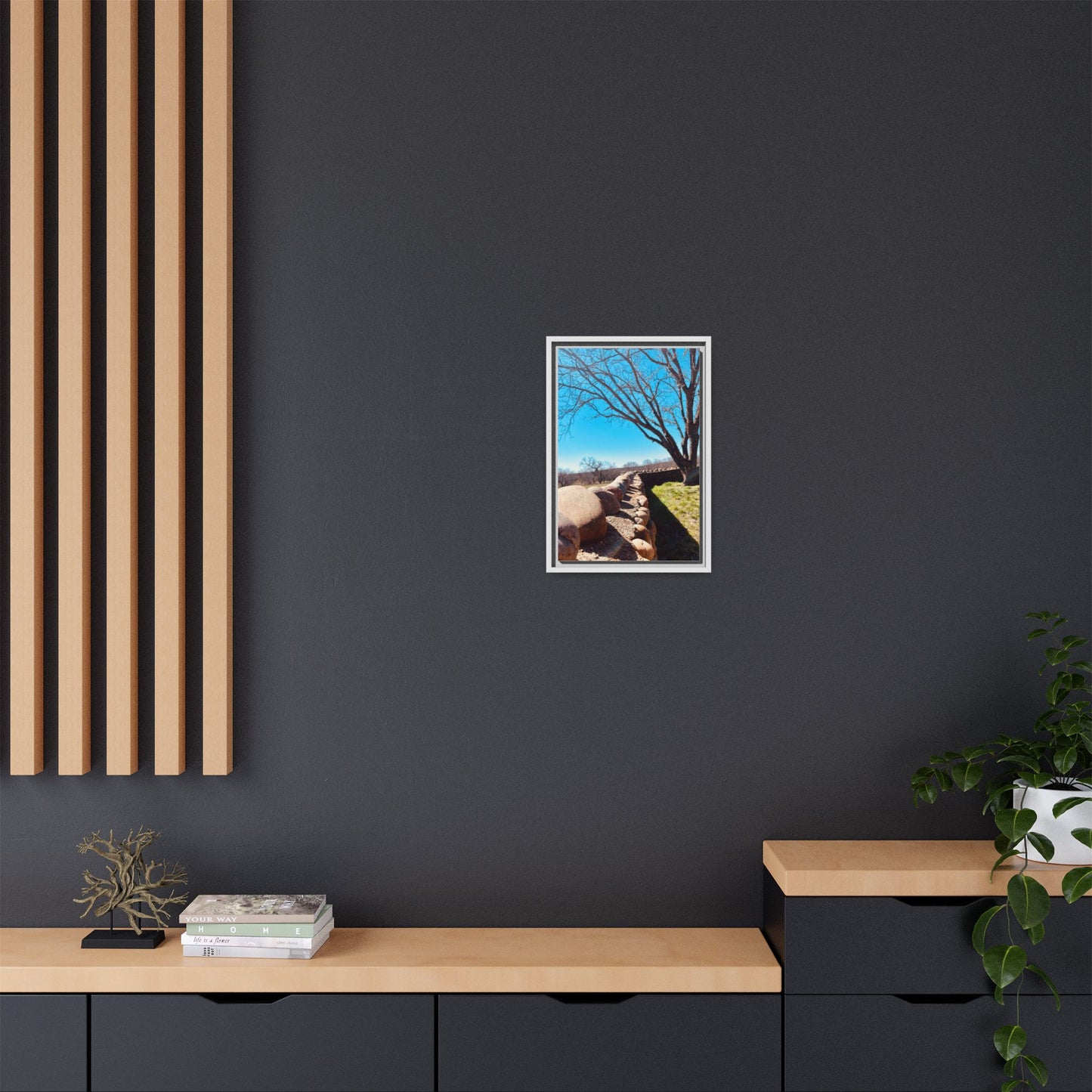 Rock Fence, Matte Canvas, Framed (Multi-color)