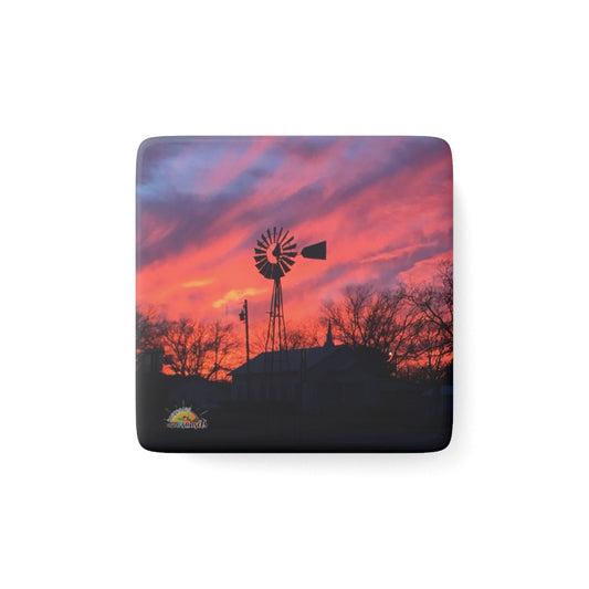 Church Windmill, Porcelain Magnet, Square