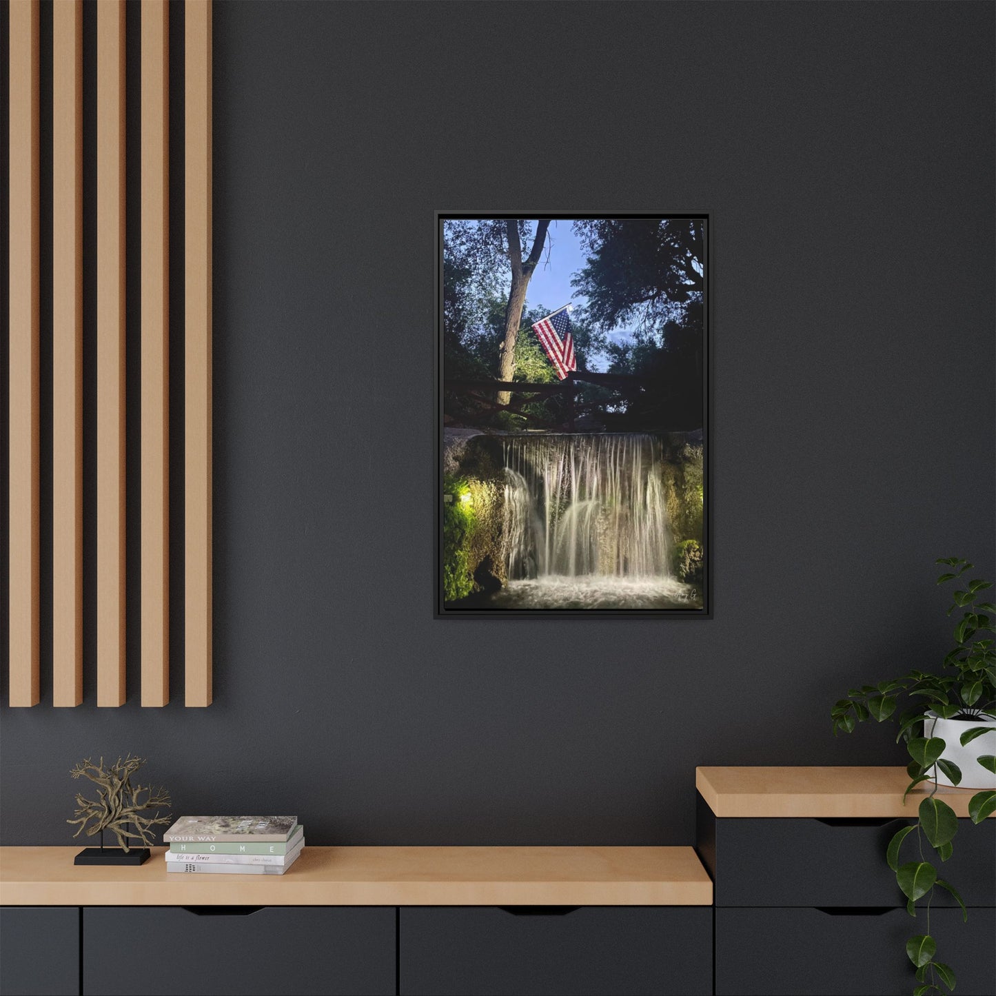 Patriotic falls Matte Canvas, Framed (Multi-color)