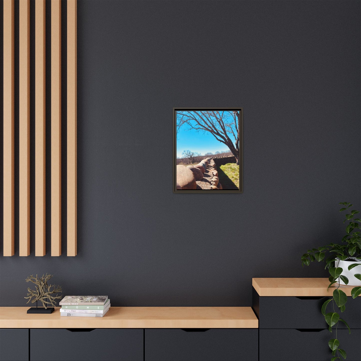Rock Fence, Matte Canvas, Framed (Multi-color)