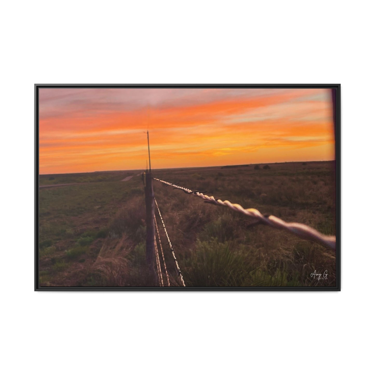 Barbed wire fence, Gallery Canvas Wraps, Vertical Frame