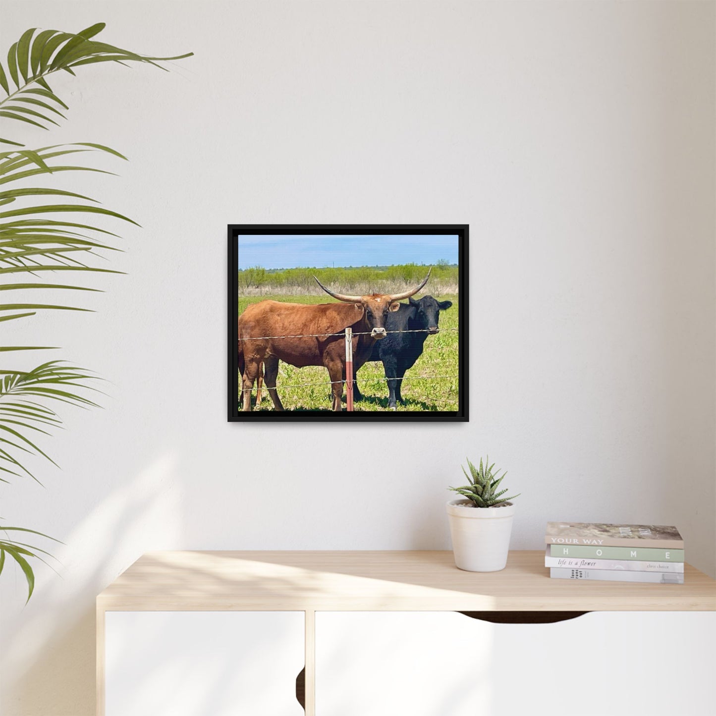 The stare down, Longhorn of Texas, Gallery Canvas Wraps, Horizontal Frame