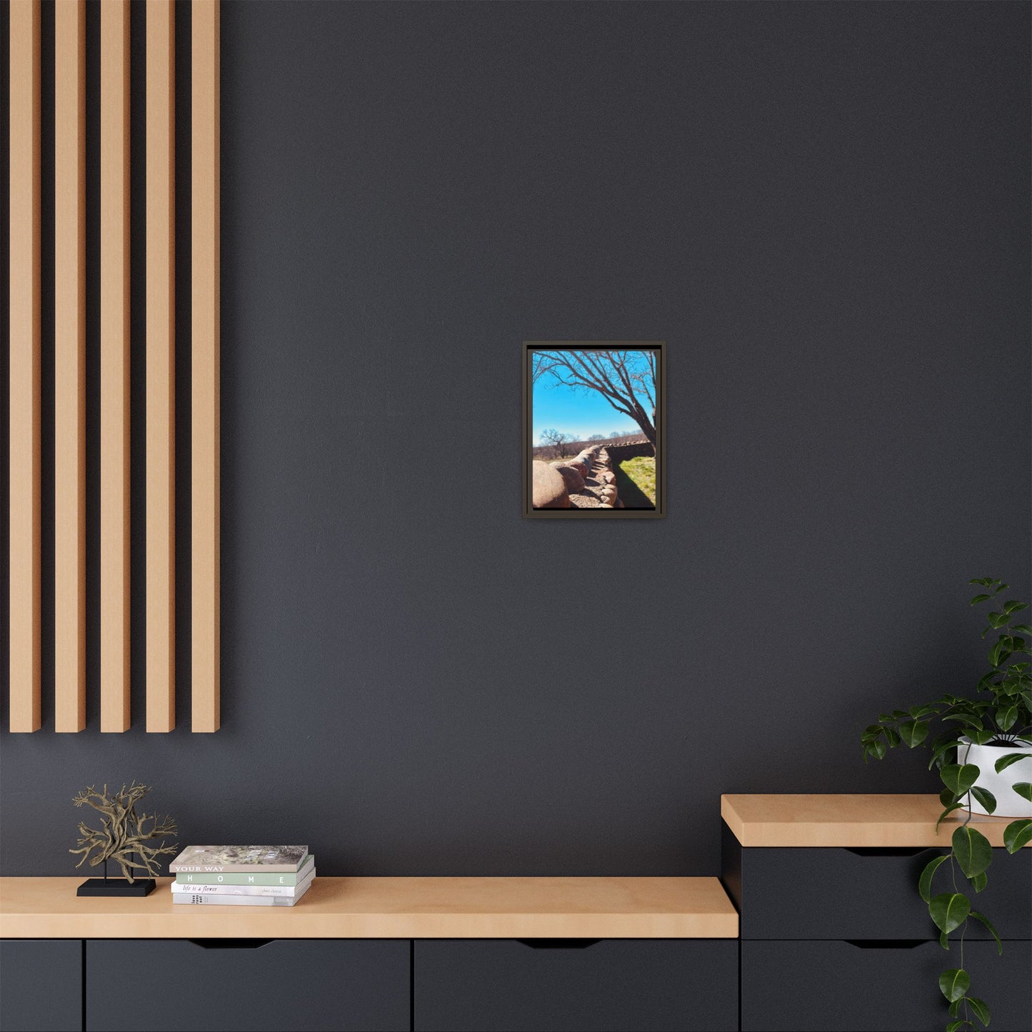 Rock Fence, Matte Canvas, Framed (Multi-color)