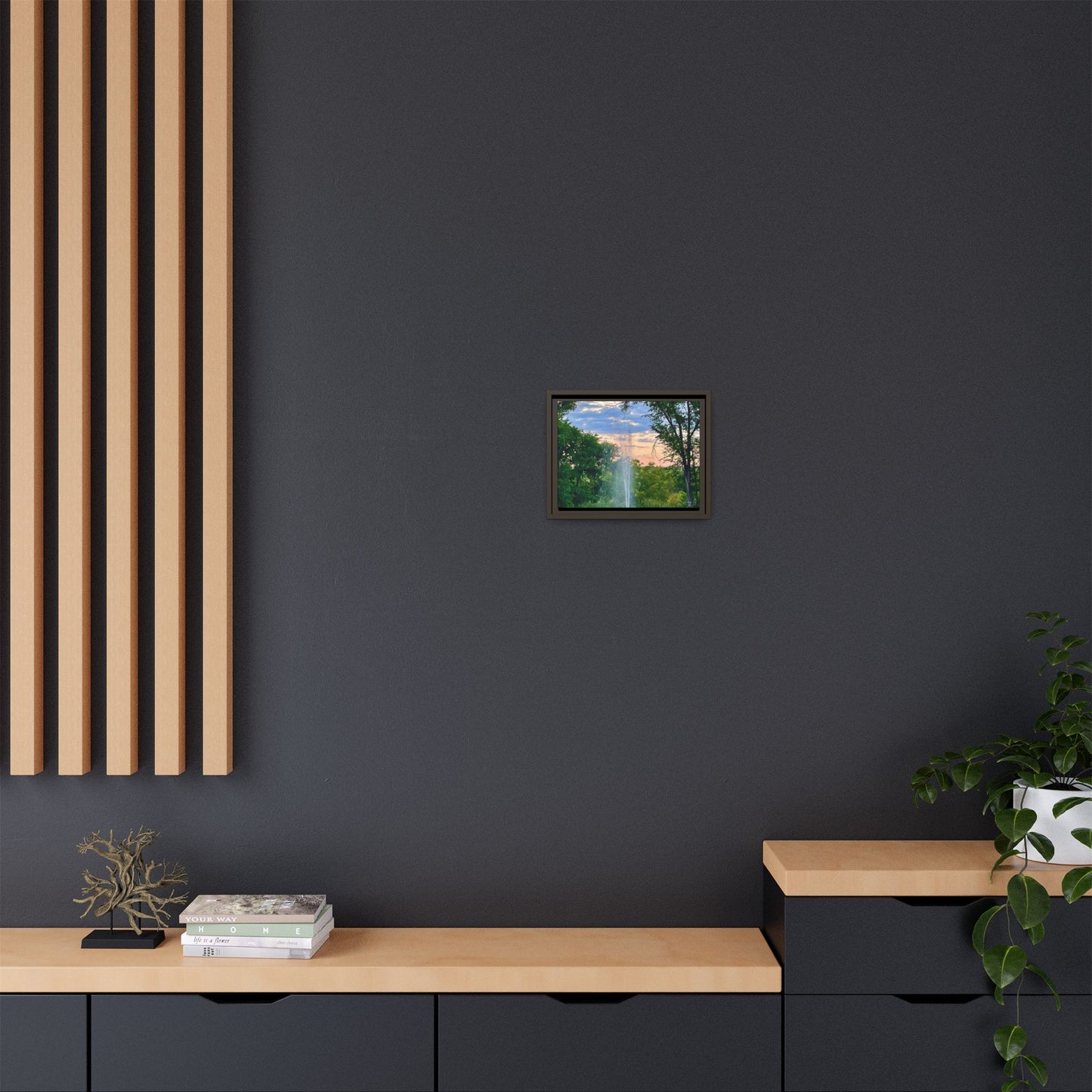 Water fountain sunrise, Gallery Canvas Wraps, Vertical Frame
